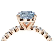 Cushion Cut Pavé Solitaire Engagement Ring Setting for a Fancy Blue Lab-Grown Diamond | Alternating Accents | Rose Gold