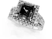 Asscher Cut Halo Split Shank Engagement Ring Setting for a Black Center | White Gold