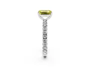 Fancy Yellow Emerald Cut Diamond Pavé Solitaire Ring Set in Silver with Round Band and Prong Setting