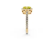 Radiant Cut Pave Halo Engagement Ring Setting for a Fancy Yellow Lab-Grown Diamond | Yellow Gold