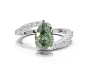 Pear-Shaped Bypass Pavé Engagement Ring Setting for a Fancy Green Lab-Grown Diamond | Platinum