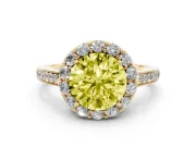 Round Floral Halo Engagement Ring Setting for a Fancy Yellow Lab-Grown Diamond | Large Round Accents | Yellow Gold