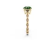 Round Milgrain Solitaire Engagement Ring Setting for a Fancy Green Lab-Grown Diamond | Yellow Gold