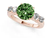 Round Close Set Five Stone Engagement Ring Setting for a Fancy Green Lab-Grown Diamond | Rose Gold