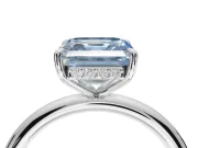 Asscher Cut Hidden Halo Ring Setting for a Fancy Blue Lab-Grown Diamond | Sterling Silver