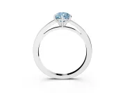 Fancy Blue Pear Cut Diamond Solitaire Engagement Ring Set in Silver with Prong Setting on a Classic Band