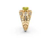 Asscher Cut Art Deco Engagement Ring Setting for a Fancy Yellow Lab-Grown Diamond | Yellow Gold