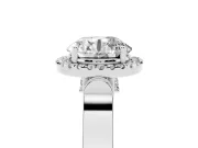 Round Halo Engagement Ring Setting | Pavé Panel Shoulders | White Gold