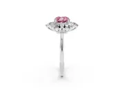 Cushion Cut Cluster Halo Engagement Ring Setting for a Fancy Pink Lab-Grown Diamond | Two-Size Accents | Sterling Silver