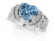 Heart-Shaped Vintage Pave Engagement Ring Setting for a Fancy Blue Lab-Grown Diamond | Milgrain Edges | Platinum
