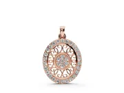 Round Lab-Grown Diamond Oval Filigree Cluster Pendant Necklace | Pavé Edge | Rose Gold