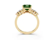 Fancy Green Asscher Cut Diamond Cluster Engagement Ring Set in Yellow gold with Pavé Band and Prong Setting
