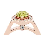 Fancy Yellow Marquise Cut Diamond Halo Solitaire Ring Set in Rose gold with Pavé Band and Bezel Setting