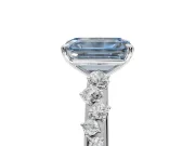 Emerald Cut Graduated Solitaire Engagement Ring Setting for a Fancy Blue Lab-Grown Diamond | Sterling Silver