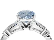 Cushion Cut Tapered Baguette Engagement Ring Setting for a Fancy Blue Lab-Grown Diamond | Platinum