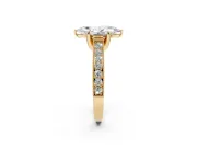 Marquise Vintage Hidden Halo Engagement Ring Setting | Milgrain Pave Band | Yellow Gold