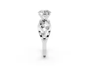 Round Cut Diamond Solitaire Ring Set in Silver with Side Stones on Criss-Cross Band and Prong Setting