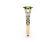 Oval Graduated Side Stone Engagement Ring Setting for a Fancy Green Lab-Grown Diamond | Flat Top Band | Yellow Gold