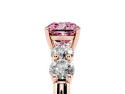 Cushion Cut Five Stone Engagement Ring Setting for a Fancy Pink Lab-Grown Diamond | Prong Set Side Stones | Rose Gold