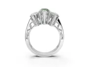 Marquise Three Stone Engagement Ring Setting for a Fancy Green Lab-Grown Diamond | Beaded Shoulders | Platinum