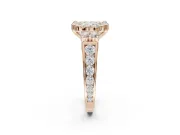 Cushion Cut Halo Side Cluster Engagement Ring Setting | Graduated Channel Band | Rose Gold