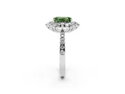Emerald Cut Star Floral Halo Engagement Ring Setting for a Fancy Green Lab-Grown Diamond | Platinum