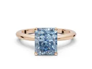 Radiant Cut Solitaire Engagement Ring Setting for a Fancy Blue Lab-Grown Diamond | Tapered Plain Band | Rose Gold
