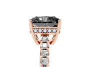 Radiant Cut Hidden Halo Engagement Ring Setting for a Black Center | Rose Gold