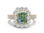 Radiant Cut Halo Engagement Ring Setting for a Fancy Green Lab-Grown Diamond | Yellow Gold - Design NV-24711