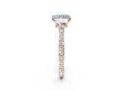 Radiant Cut Hidden Halo Engagement Ring Setting for a Fancy Blue Lab-Grown Diamond | Pavé Band | Rose Gold