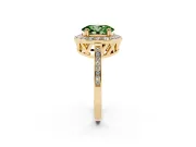 Oval Halo Engagement Ring Setting for a Fancy Green Lab-Grown Diamond | Polished Halo Rim | Yellow Gold