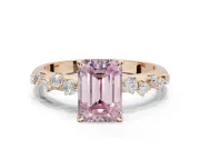 Emerald Cut Graduated Solitaire Engagement Ring Setting for a Fancy Pink Lab-Grown Diamond | Rose Gold