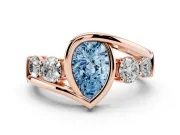 Pear-Shaped Bezel Bypass Engagement Ring Setting for a Fancy Blue Lab-Grown Diamond | Rose Gold