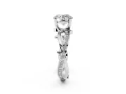 Round Cut Diamond Pavé Twist Band Solitaire Ring Set in White gold with Prong Setting