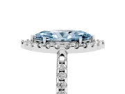 Marquise Pave Halo Engagement Ring Setting for a Fancy Blue Lab-Grown Diamond | Pave Band | Sterling Silver