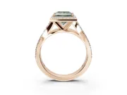 Princess Cut Halo Pavé Engagement Ring Setting for a Fancy Green Lab-Grown Diamond | Narrow Split Shank | Rose Gold