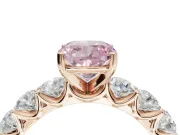 Cushion Cut Side Stone Engagement Ring Setting for a Fancy Pink Lab-Grown Diamond | Scalloped Prong Accents | Rose Gold