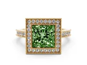 Princess Cut Halo Engagement Ring Setting for a Fancy Green Lab-Grown Diamond | Yellow Gold - Design NV-24721