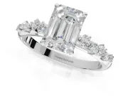 Emerald Cut Solitaire Engagement Ring Setting | Graduated Scattered Accents | Platinum