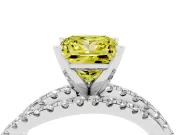 Fancy Yellow Princess Cut Diamond Solitaire Twist Band Ring Set in Silver with Pavé Setting and Prong Head