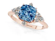 Cushion Cut Cluster Engagement Ring Setting for a Fancy Blue Lab-Grown Diamond | Rose Gold