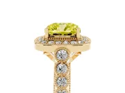 Cushion Cut Graduated Milgrain Halo Engagement Ring Setting for a Fancy Yellow Lab-Grown Diamond | Yellow Gold