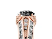 Round Vintage Milgrain Engagement Ring Setting for a Black Center | Hidden Halo | Rose Gold