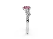 Heart-Shaped Leaf Solitaire Engagement Ring Setting for a Fancy Pink Lab-Grown Diamond | Sterling Silver
