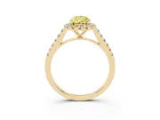 Pear-Shaped Halo Engagement Ring Setting for a Fancy Yellow Lab-Grown Diamond | Pave Shoulders | Yellow Gold