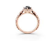 Marquise Leaf Halo Engagement Ring Setting for a Black Center | Bezel Accents | Rose Gold