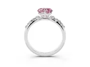 Fancy Pink Heart Cut Diamond Cluster Solitaire Ring Set in Platinum with Prong Setting