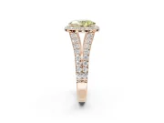 Oval Halo Pavé Engagement Ring Setting for a Fancy Yellow Lab-Grown Diamond | Narrow Split Shank | Rose Gold