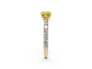 Cushion Cut Shared Prong Engagement Ring Setting for a Fancy Yellow Lab-Grown Diamond | Yellow Gold