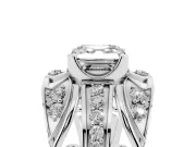 Asscher Cut Art Deco Graduated Pave Engagement Ring Setting | Split Shank | White Gold